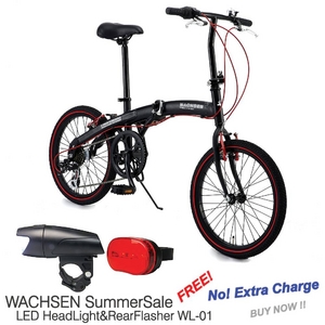 WACHSEN（ヴァクセン） 20インチアルミ折畳自転車 ブラック＆レッド